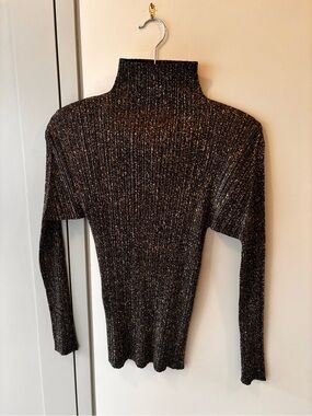 Issey Miyake PP Long Sleeve Top - Black with Gold Fleck